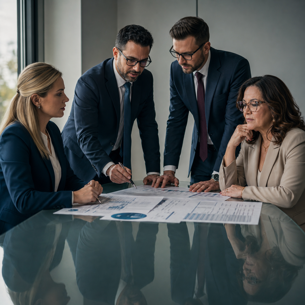Equipe de consultoria discutindo estratégias